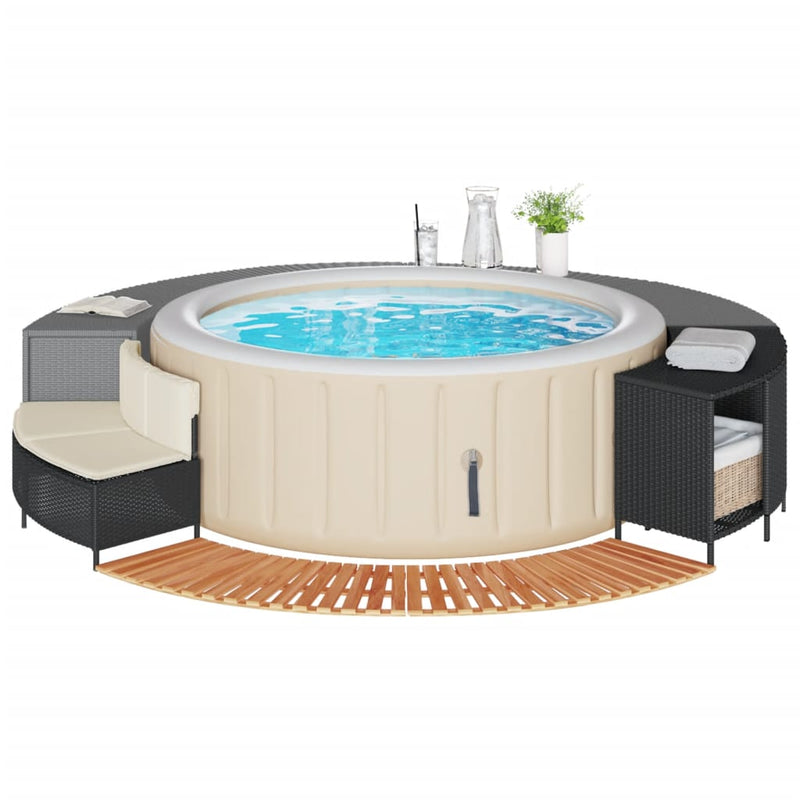 Load image into Gallery viewer, Vidaxl hottub-ombouw poly rattan en massief acaciahout zwart
