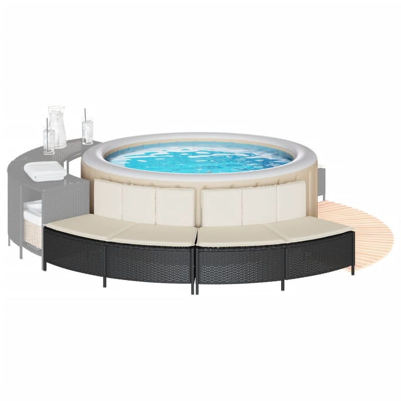 Load image into Gallery viewer, Vidaxl hottub-bankjes met kussens 2 st poly rattan zwart
