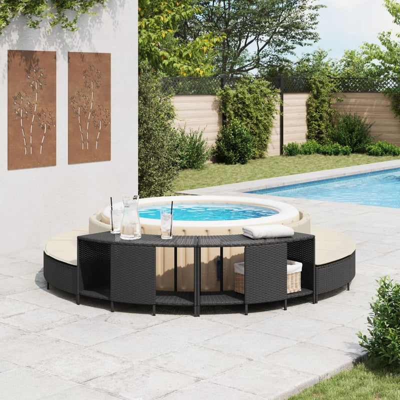 Load image into Gallery viewer, Vidaxl opbergschappen voor hottub 2 st poly rattan zwart
