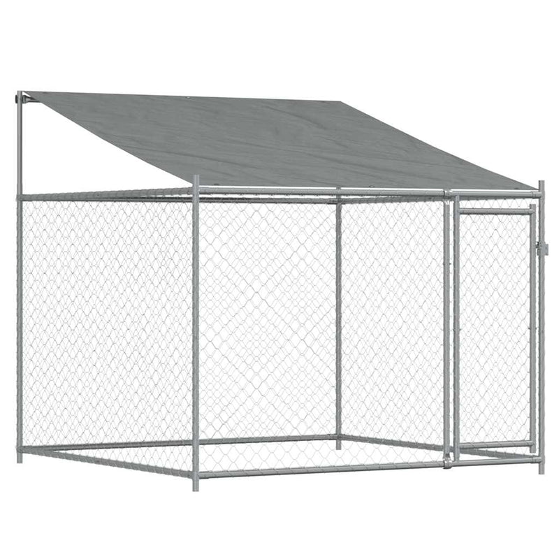 Load image into Gallery viewer, Vidaxl hondenhok met dak en deur 2x2x2 m gegalvaniseerd staal grijs
