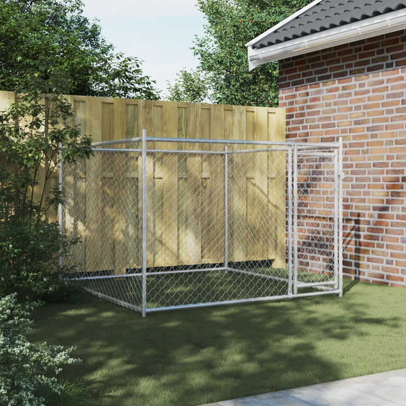 Load image into Gallery viewer, Vidaxl hondenhok met deur 2x2x1,5 m gegalvaniseerd staal grijs
