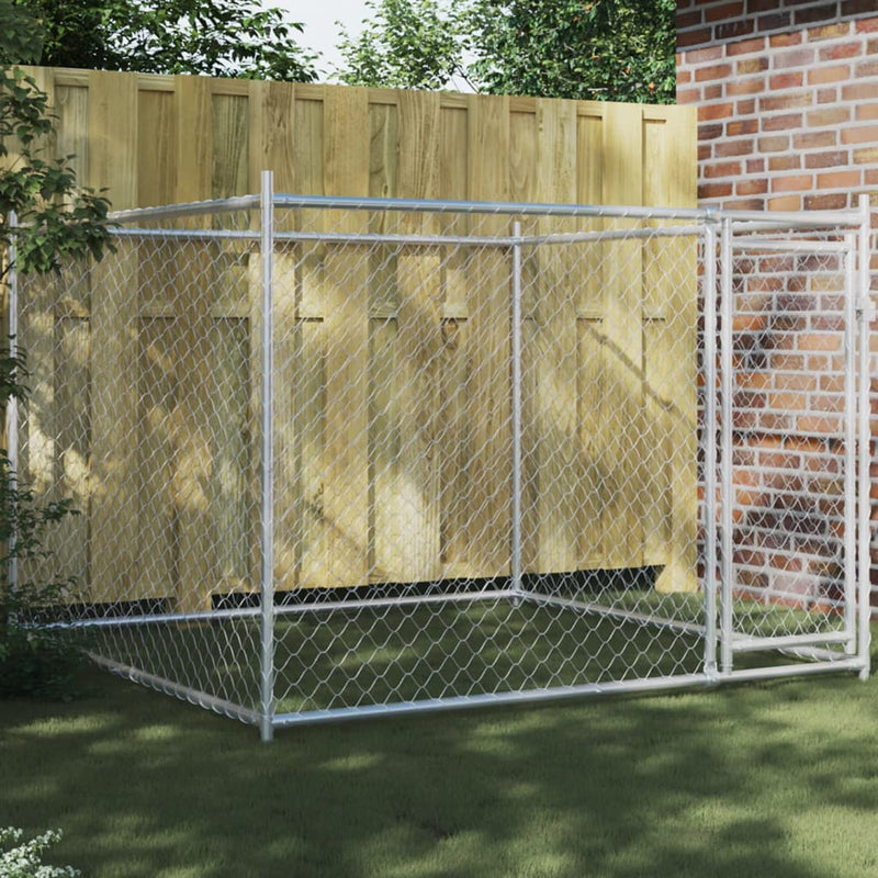 Load image into Gallery viewer, Vidaxl hondenhok met deur 2x2x1,5 m gegalvaniseerd staal grijs
