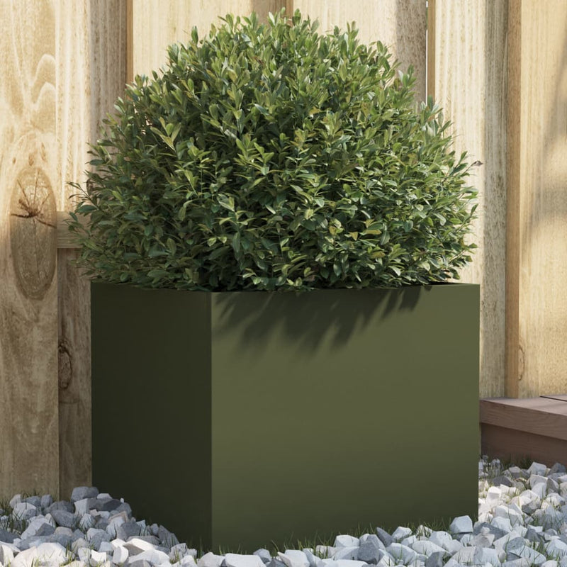 Load image into Gallery viewer, Vidaxl plantenbak 32x30x29 cm staal olijfgroen

