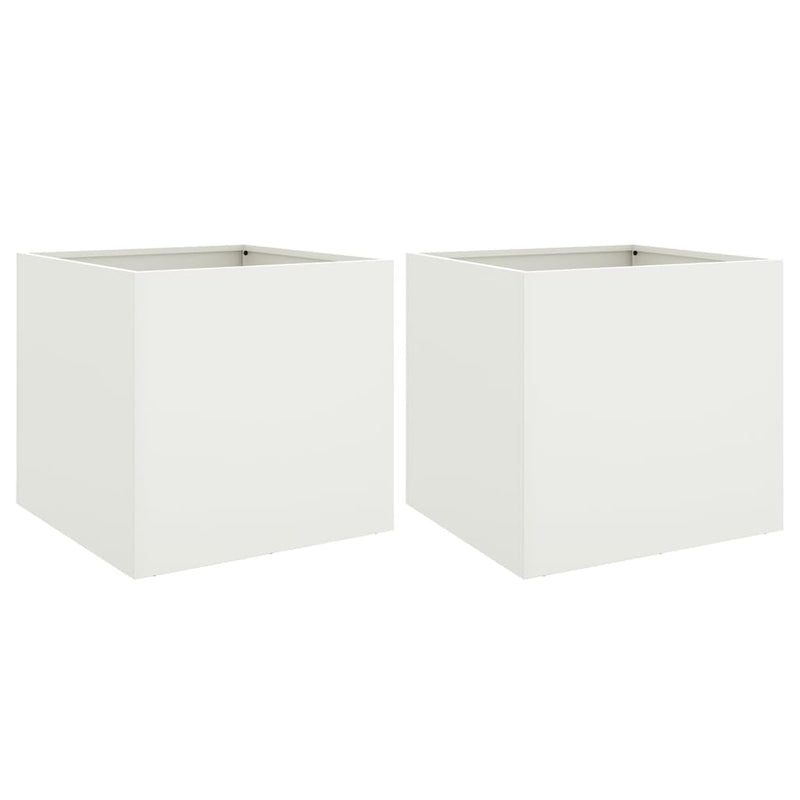Load image into Gallery viewer, Vidaxl plantenbakken 2 st 42x40x39 cm staal wit
