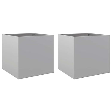 Vidaxl plantenbakken 2 st 42x40x39 cm gegalvaniseerd staal zilverkleur