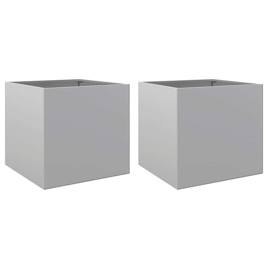 Vidaxl plantenbakken 2 st 42x40x39 cm gegalvaniseerd staal zilverkleur