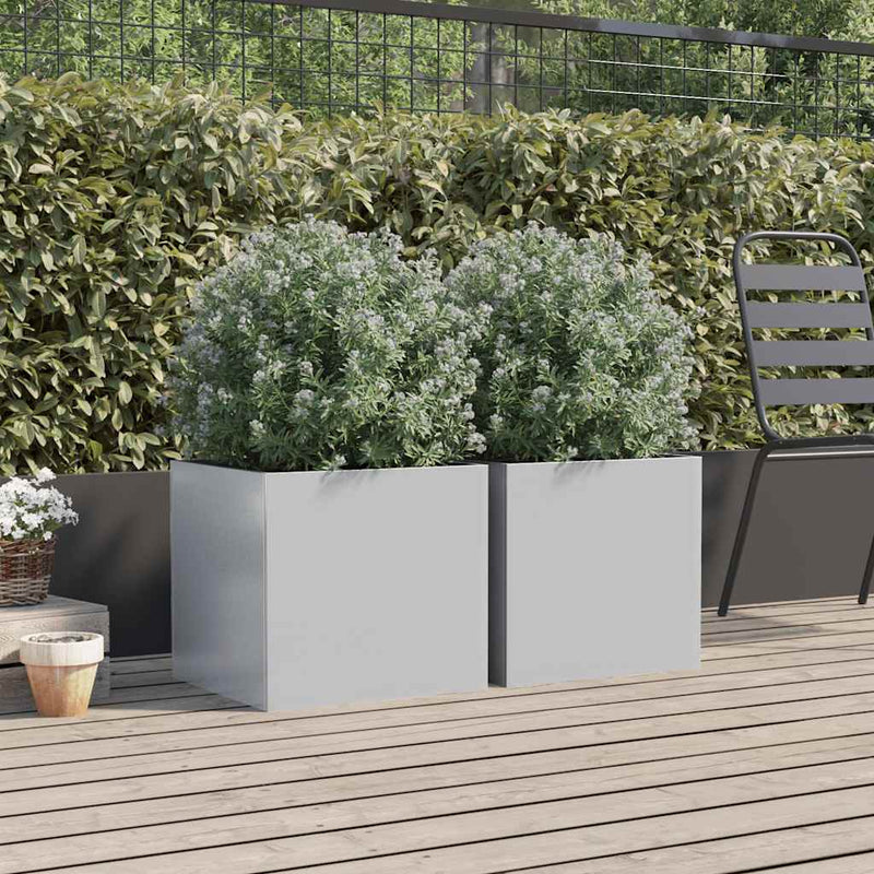 Load image into Gallery viewer, Vidaxl plantenbakken 2 st 42x40x39 cm gegalvaniseerd staal zilverkleur
