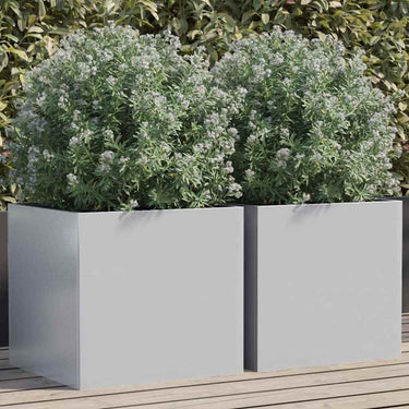 Vidaxl plantenbakken 2 st 42x40x39 cm gegalvaniseerd staal zilverkleur