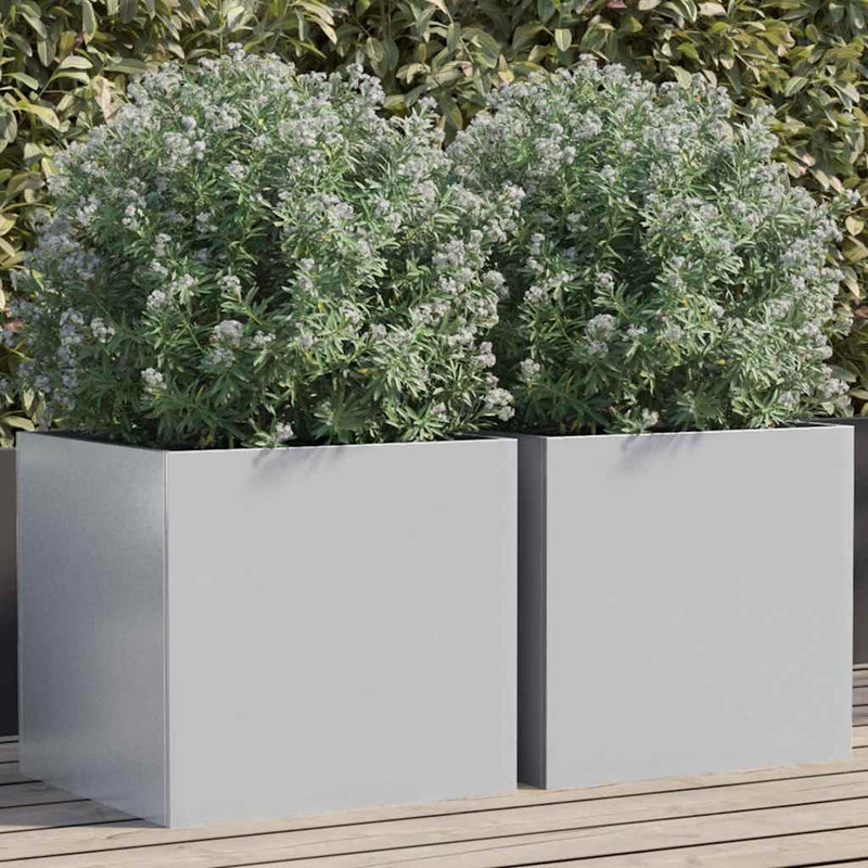 Load image into Gallery viewer, Vidaxl plantenbakken 2 st 42x40x39 cm gegalvaniseerd staal zilverkleur
