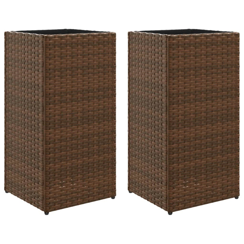 Load image into Gallery viewer, Vidaxl plantenbakken 2 st 30x30x60 cm poly rattan bruin
