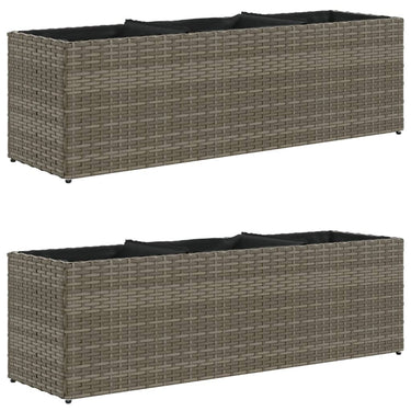 Vidaxl plantenbakken met 3 potten 2 st 105x30x32 cm poly rattan grijs
