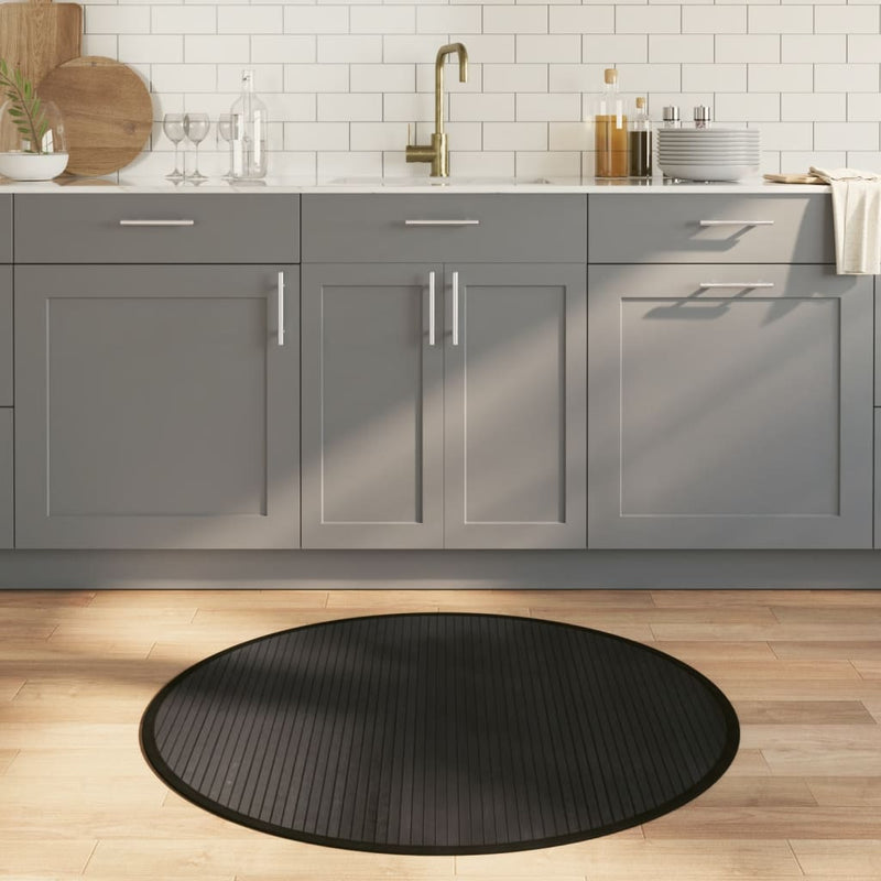 Load image into Gallery viewer, Vidaxl vloerkleed rond 100 cm bamboe zwart
