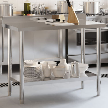 Vidaxl keukenwerktafel met spatscherm 110x55x93 cm roestvrij staal