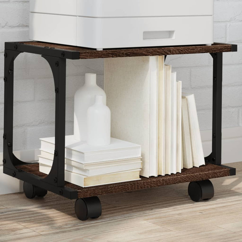 Load image into Gallery viewer, Vidaxl printerkastje 2-laags 41x28x33,5 cm bewerkt hout bruin eiken
