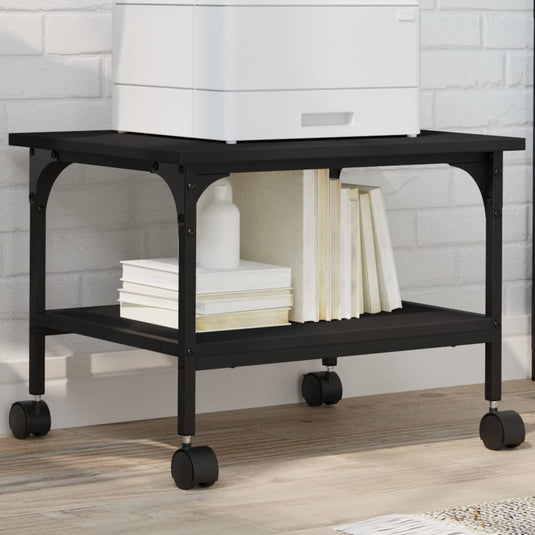 Vidaxl printerkastje 2-laags 50x40x38 cm bewerkt hout zwart