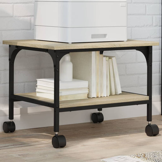 Vidaxl printerkastje 2-laags 50x40x38 cm bewerkt hout sonoma eiken