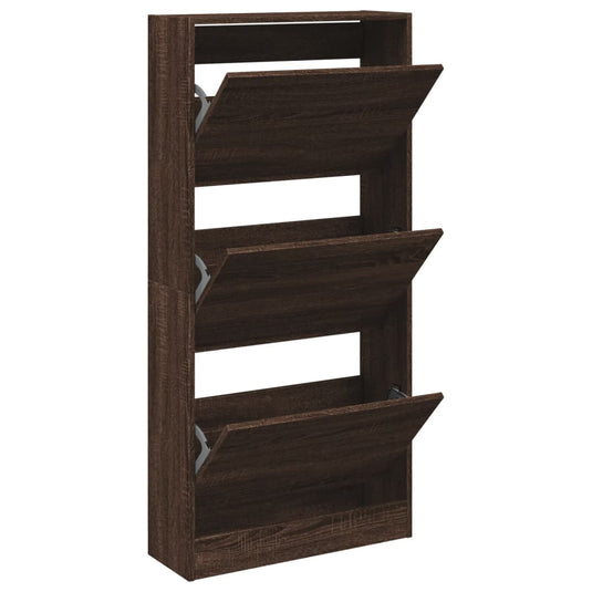 Vidaxl schoenenkast 60x21x125,5 cm bewerkt hout bruin eikenkleur