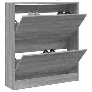 Vidaxl schoenenkast 80x21x87,5 cm bewerkt hout grijs sonoma eikenkleur