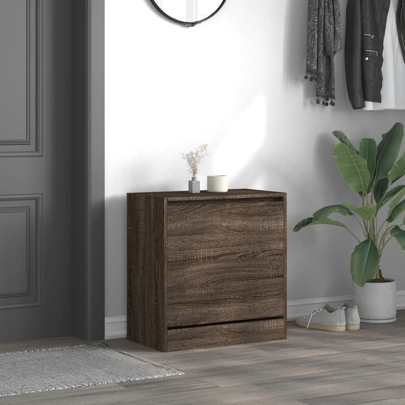 Load image into Gallery viewer, Vidaxl schoenenkast 60x34x63,5 cm bewerkt hout bruin eikenkleur
