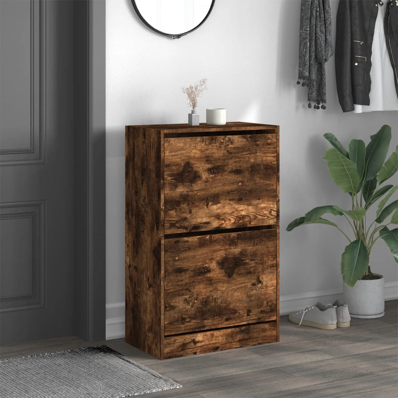 Load image into Gallery viewer, Vidaxl schoenenkast 60x34x96,5 cm bewerkt hout gerookt eikenkleurig
