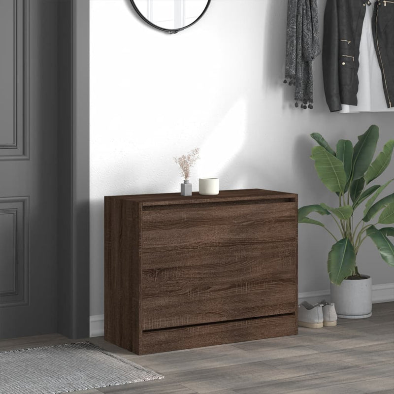 Load image into Gallery viewer, Vidaxl schoenenkast 80x34x63 cm bewerkt hout bruin eikenkleur
