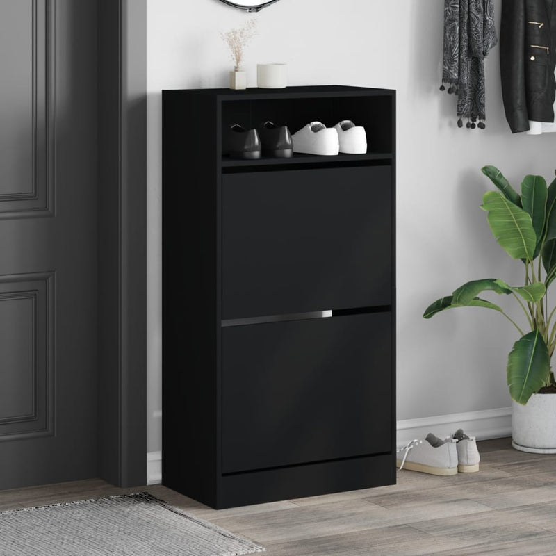 Load image into Gallery viewer, Vidaxl schoenenkast 60x34x116 cm bewerkt hout zwart
