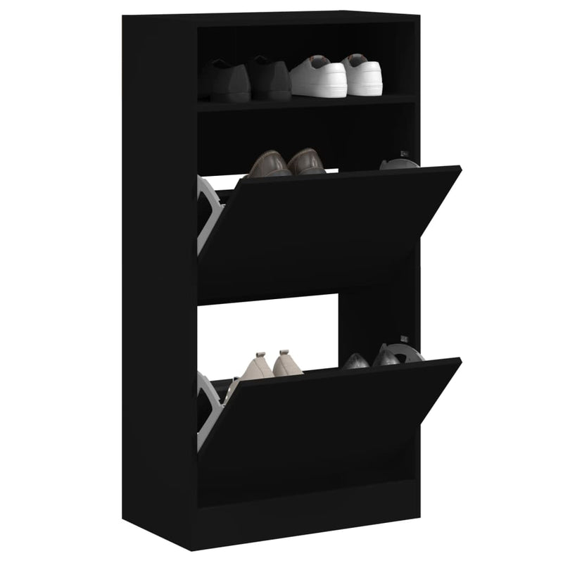 Load image into Gallery viewer, Vidaxl schoenenkast 60x34x116 cm bewerkt hout zwart
