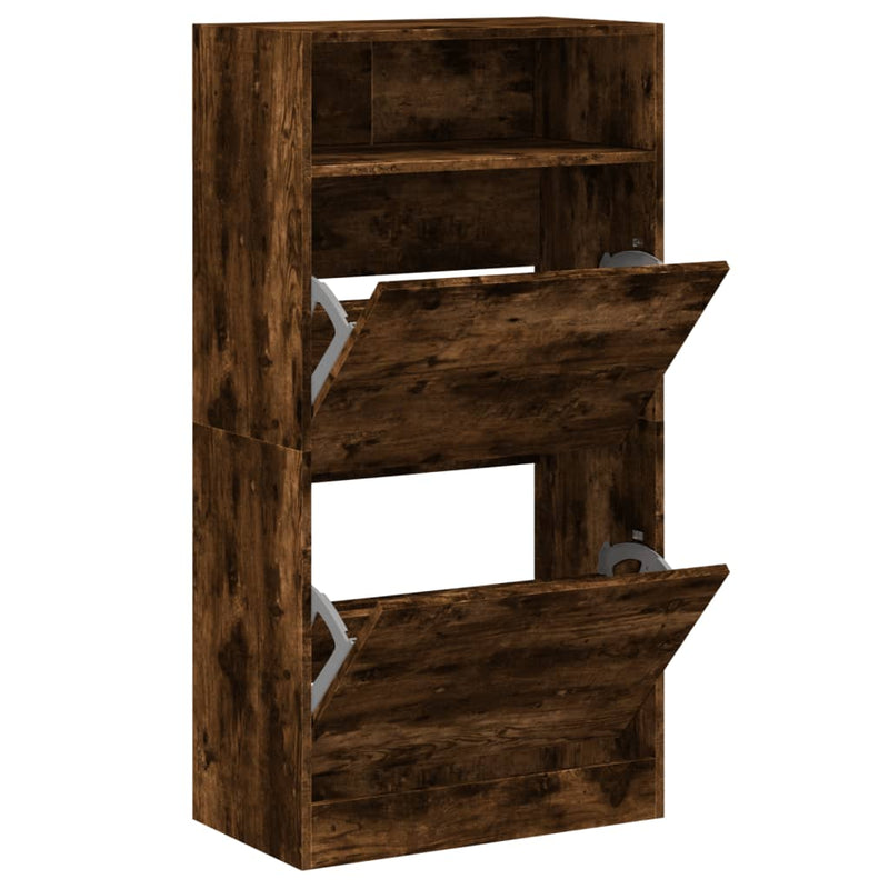 Load image into Gallery viewer, Vidaxl schoenenkast 60x34x116 cm bewerkt hout gerookt eikenkleurig
