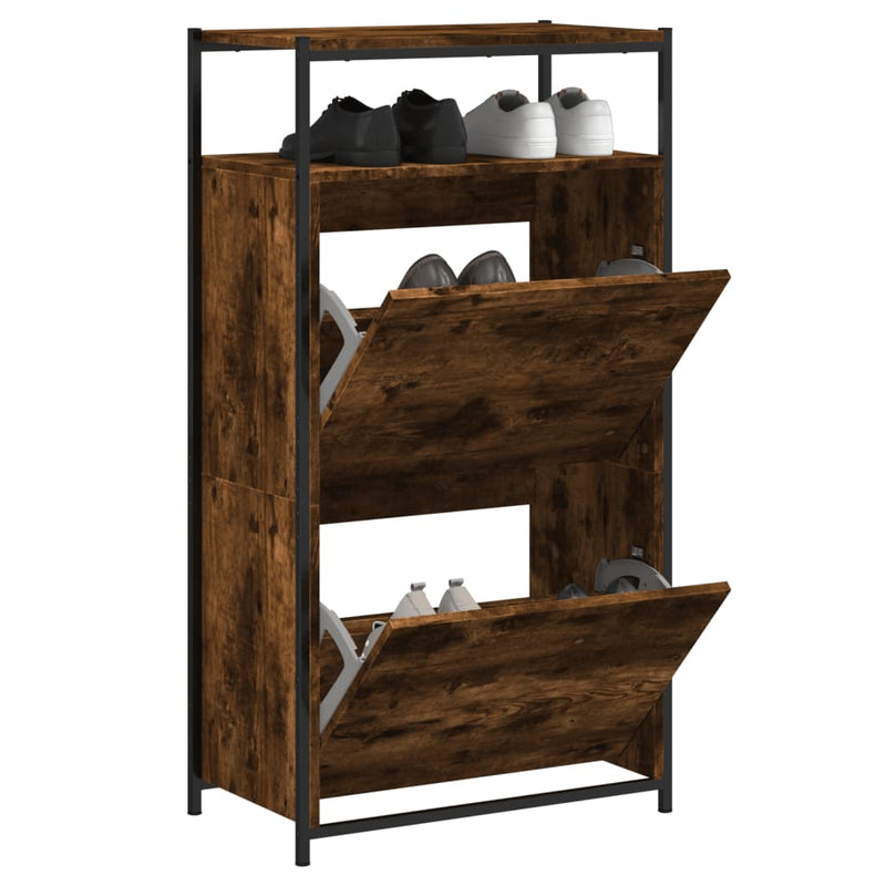 Load image into Gallery viewer, Vidaxl schoenenkast 60x34x112 cm bewerkt hout gerookt eikenkleurig
