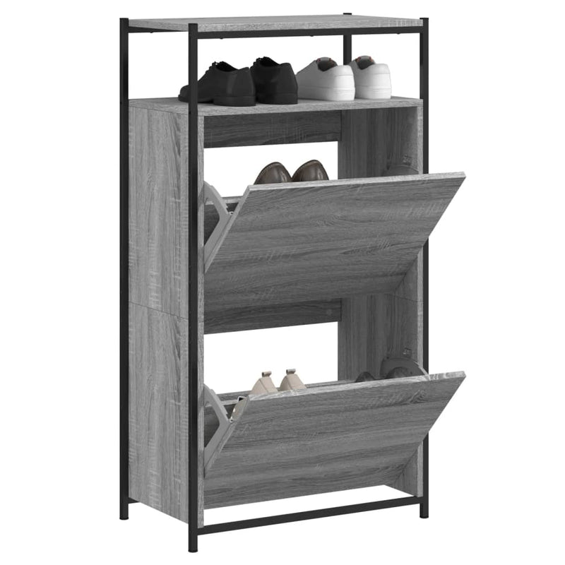 Load image into Gallery viewer, Vidaxl schoenenkast 60x34x112 cm bewerkt hout grijs sonoma eikenkleur
