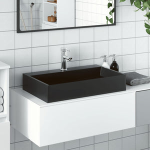Vidaxl wastafel 60x38x11 cm gegoten mineraal marmer matzwart