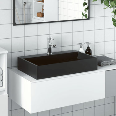 Vidaxl wastafel 60x38x11 cm gegoten mineraal marmer matzwart