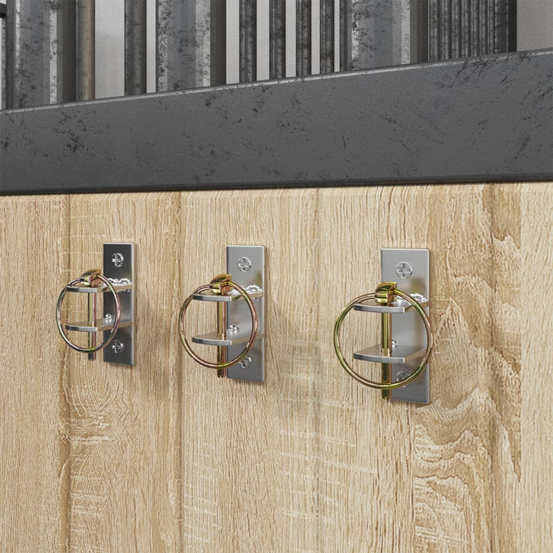 Load image into Gallery viewer, Vidaxl emmerhaken 3 st wandmontage staal zilverkleurig en bruin
