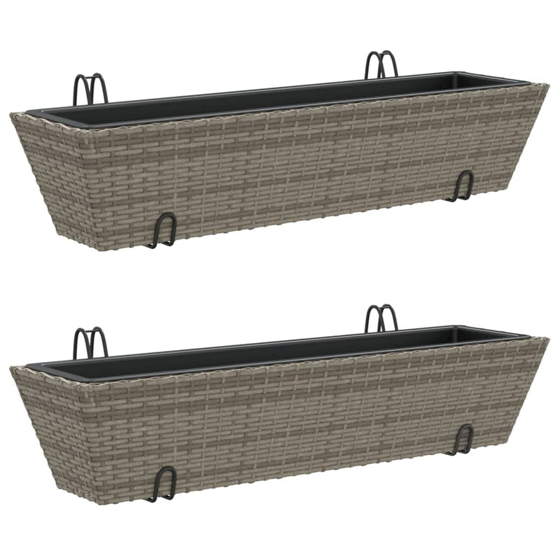 Load image into Gallery viewer, Vidaxl plantenbakken 2 st met haken poly rattan grijs
