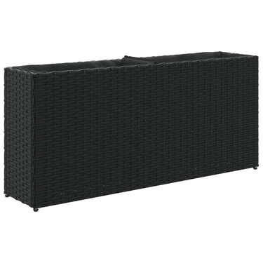 Vidaxl plantenbak met 2 potten 90x20x40 cm poly rattan zwart