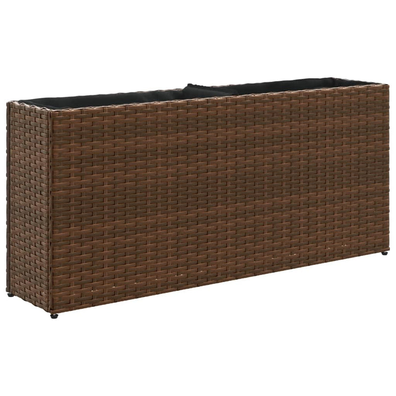 Load image into Gallery viewer, Vidaxl plantenbak met 2 potten 90x20x40 cm poly rattan bruin
