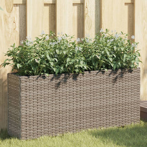 Vidaxl plantenbak met 2 potten 90x20x40 cm poly rattan grijs