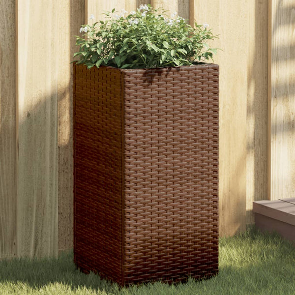 VidaXL Plantenbak 30x30x60 cm poly rattan bruin