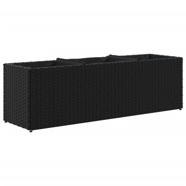 Vidaxl plantenbak met 3 potten 105x30x32 cm poly rattan zwart