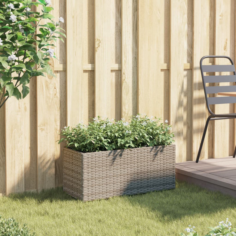 Load image into Gallery viewer, Vidaxl plantenbak met 2 potten 72x30x32 cm poly rattan grijs
