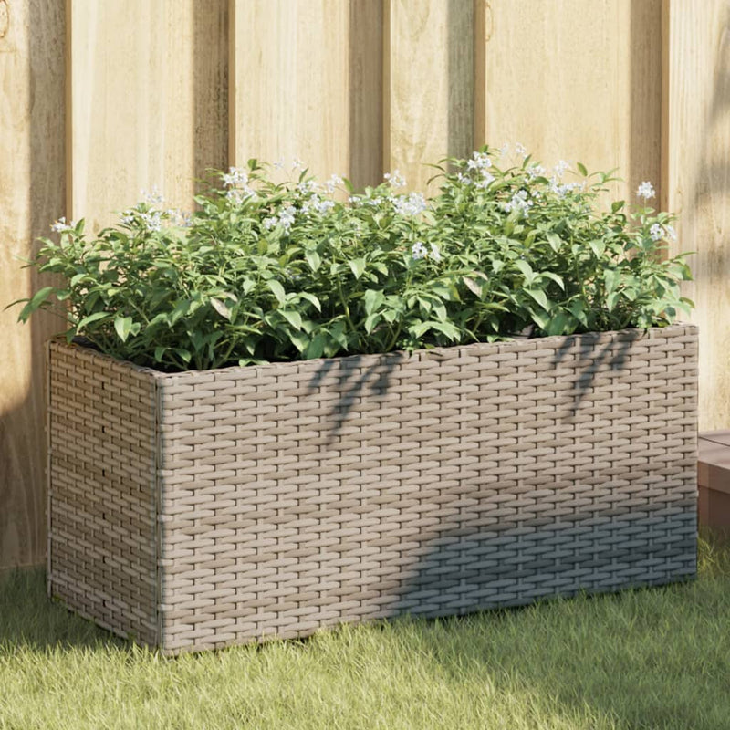 Load image into Gallery viewer, Vidaxl plantenbak met 2 potten 72x30x32 cm poly rattan grijs
