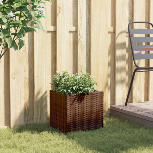Vidaxl plantenbak 36x30x32 cm poly rattan bruin