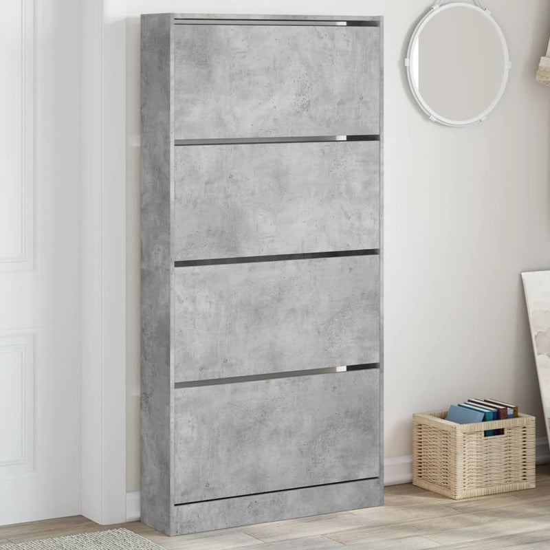 Load image into Gallery viewer, VidaXL Schoenenkast met 4 klaplades 80x21x163,5 cm betongrijs
