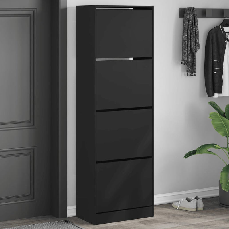 Load image into Gallery viewer, VidaXL Schoenenkast met 4 klaplades 60x34x187,5 cm zwart
