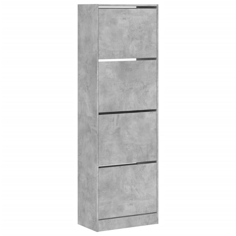 Load image into Gallery viewer, VidaXL Schoenenkast met 4 klaplades 60x34x187,5 cm betongrijs
