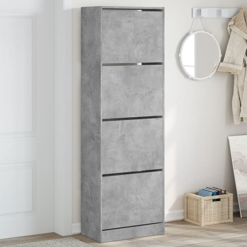 Load image into Gallery viewer, VidaXL Schoenenkast met 4 klaplades 60x34x187,5 cm betongrijs

