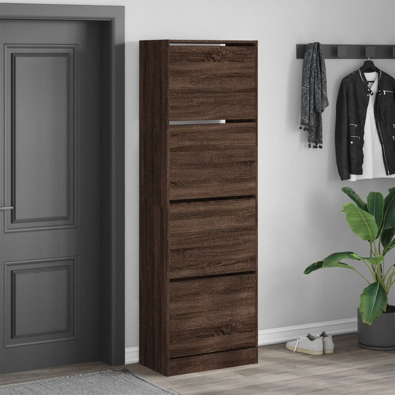 Load image into Gallery viewer, VidaXL Schoenenkast met 4 klaplades 60x34x187,5 cm bruin eikenkleur
