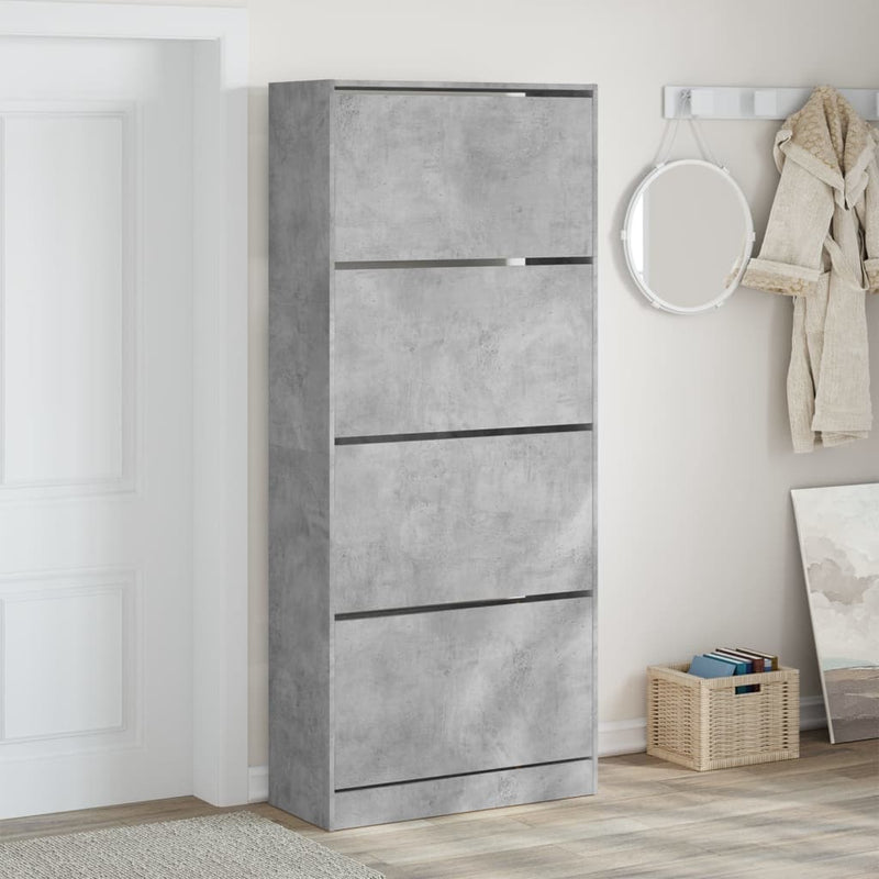 Load image into Gallery viewer, VidaXL Schoenenkast met 4 klaplades 80x34x187,5 cm betongrijs
