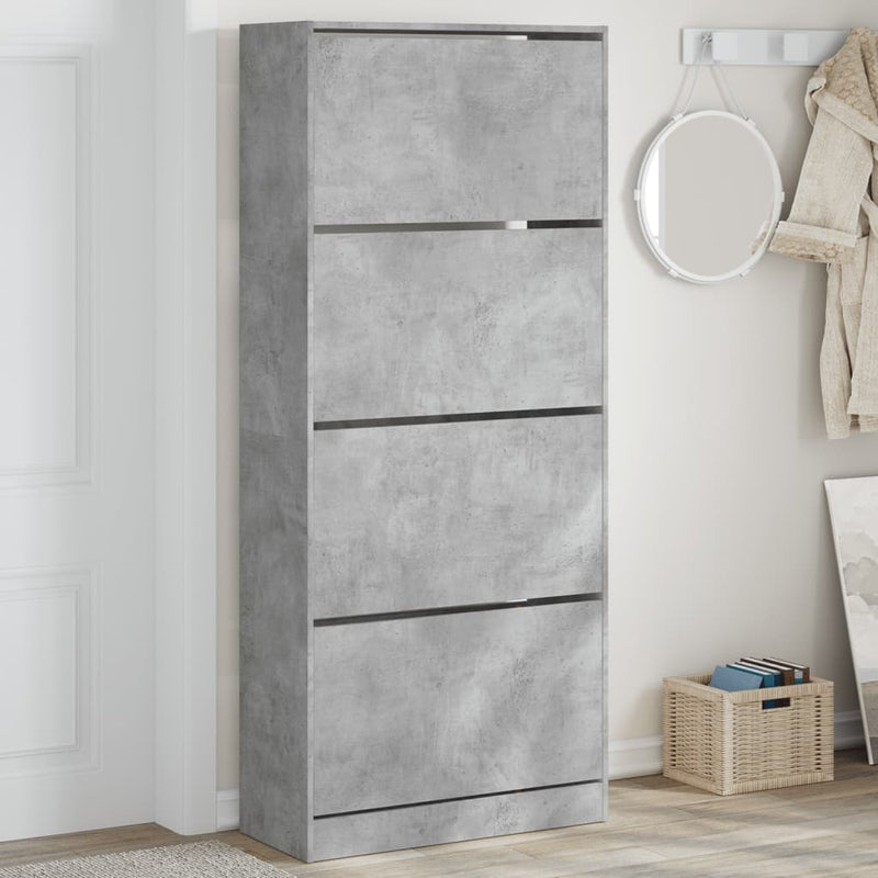 Load image into Gallery viewer, VidaXL Schoenenkast met 4 klaplades 80x34x187,5 cm betongrijs
