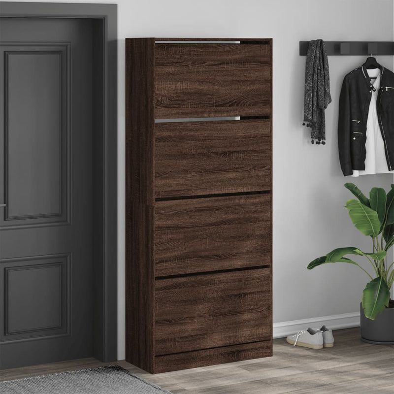 Load image into Gallery viewer, VidaXL Schoenenkast met 4 klaplades 80x34x187,5 cm bruin eikenkleur
